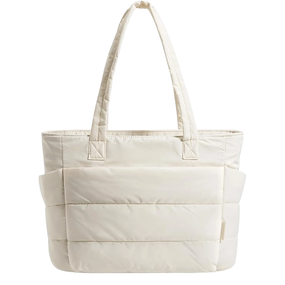 BAGSMART Tote Bag for Women, Lightweight Puffy Tote Bag with Compartments Quilted Shoulder Bag Handbag for Travel, Work, Gym

